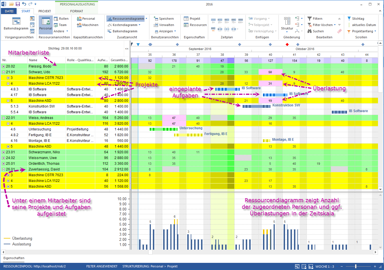 Multiprojekt Personalauslastung